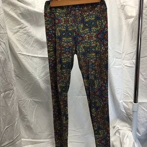 LuLaRoe Vibrant Blue and Yellow Paisley Leggings